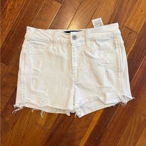 Hollister White Ripped Jean Shorts